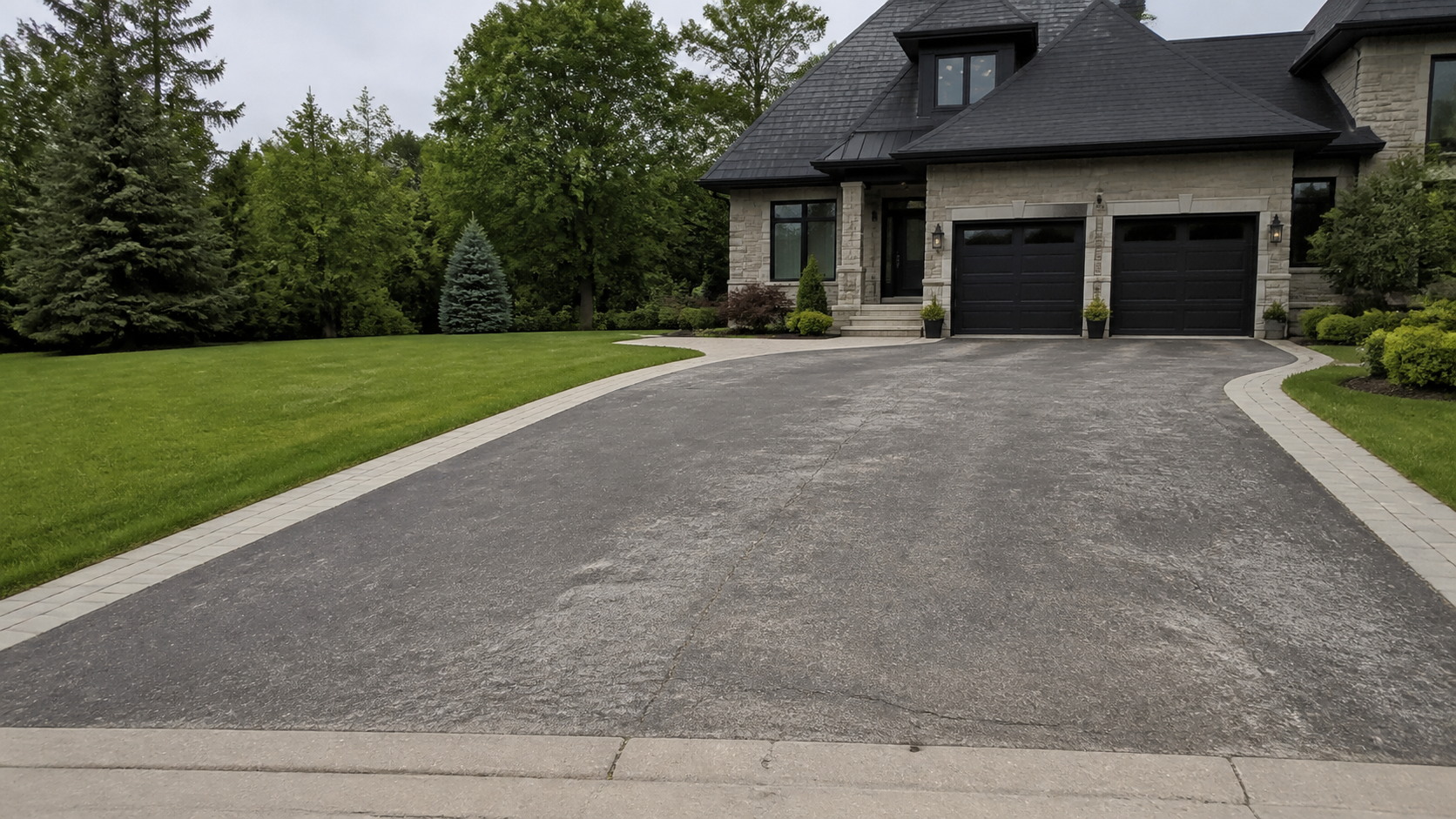 Worn driveway before sealing